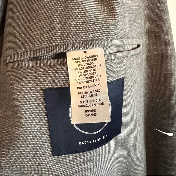 1901 Extra Trim Fit Chambray Sport Coat in Grey - Picture 8 of 10